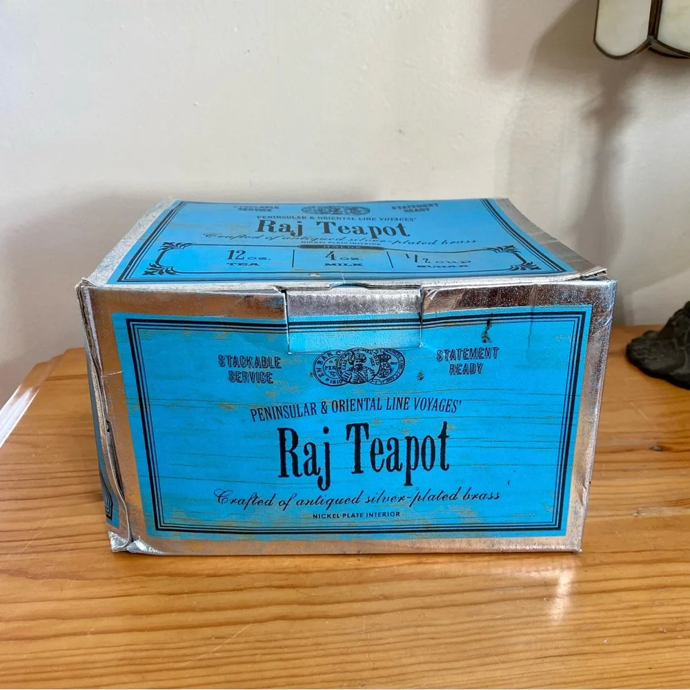 Vintage Raj Teapot Stackable Set Creamer Sugar Silver Plated With Box Gift